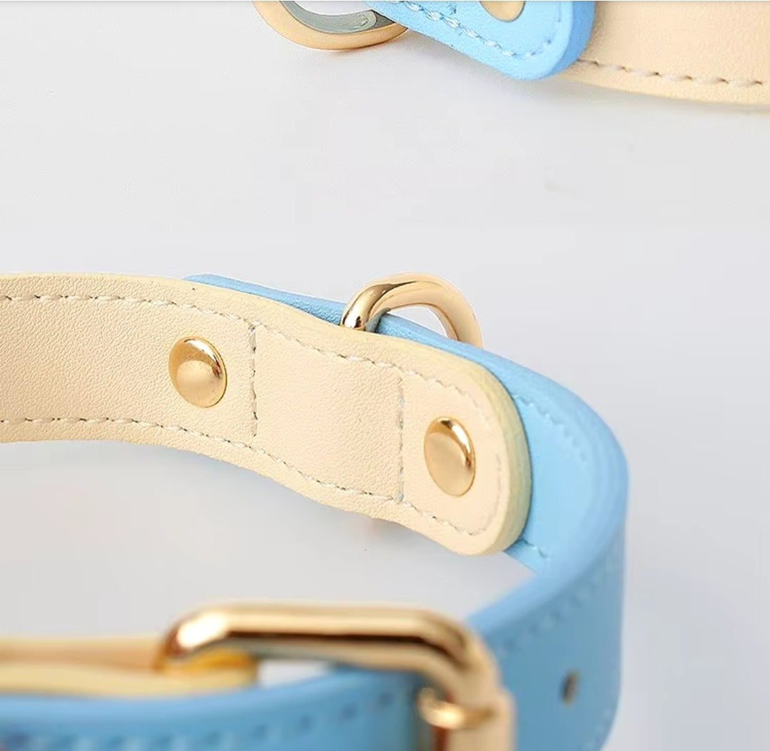 Genuine leather colorful pet collars