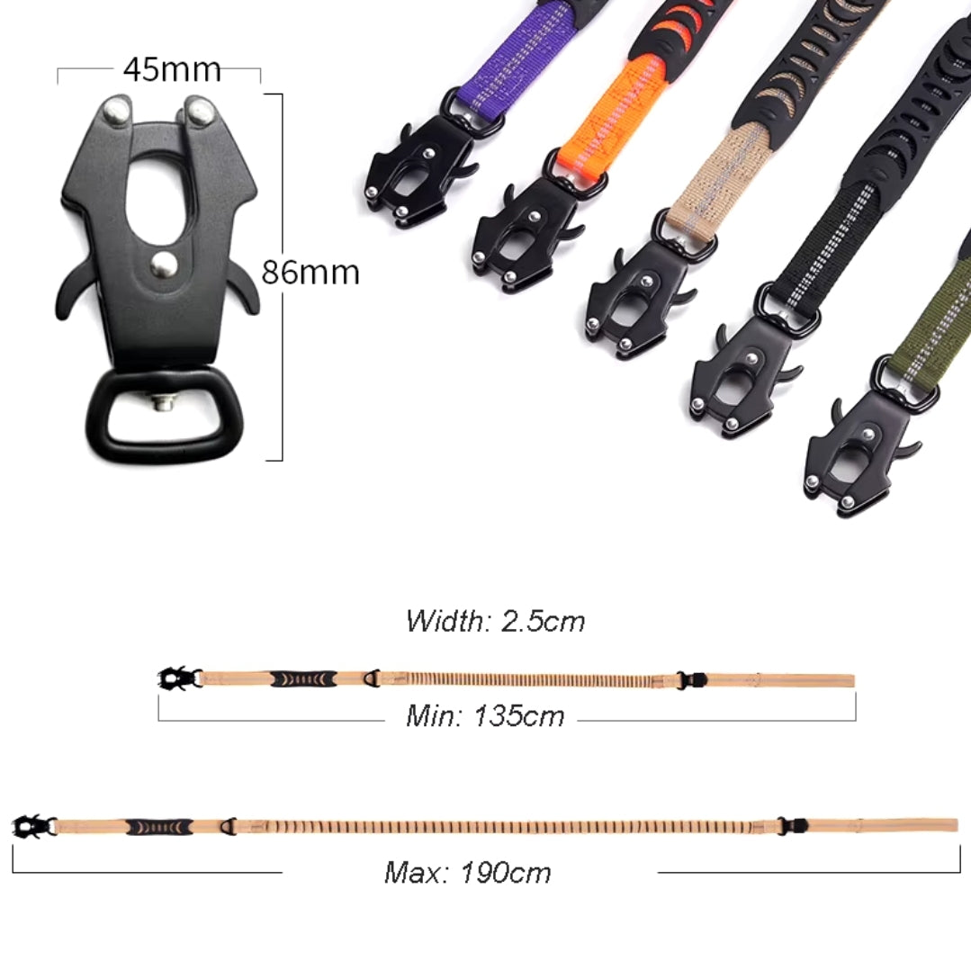 Heavy duty tactical bungee leash shock absorbing reflective, no pull.