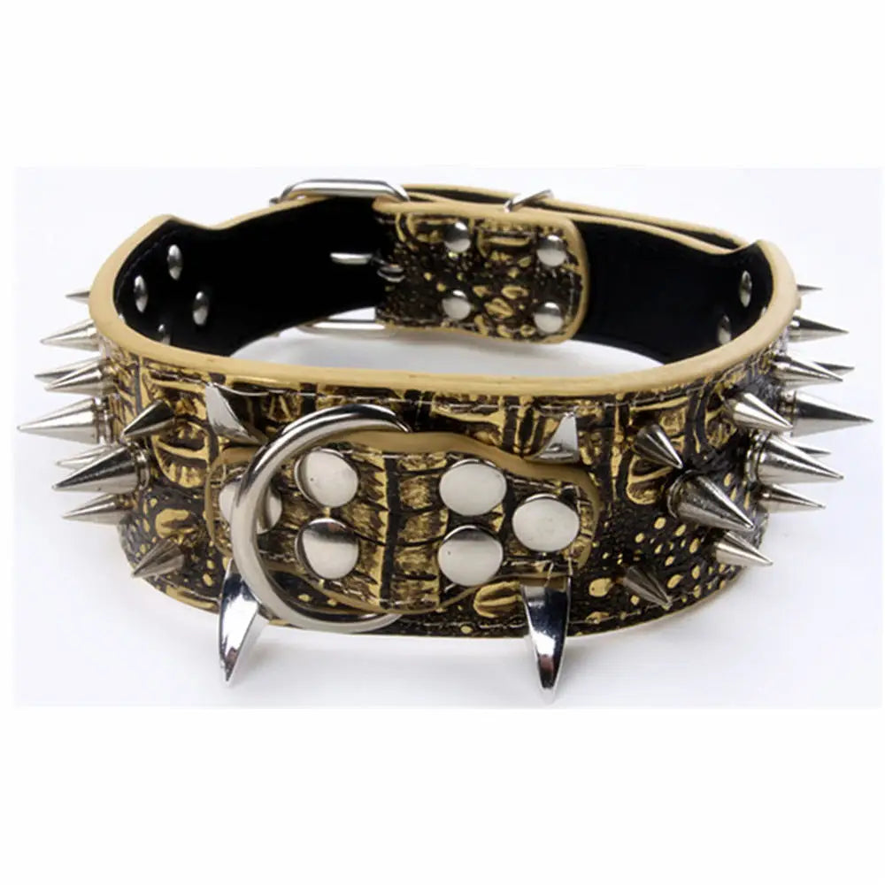 Fashionable Rivet Pet Collar Large Dog Collar For Fat Puppy Leashes For Bulldog Pug Stainless Steel Dog Chain Pet Products