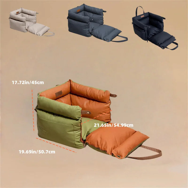 Pet Outing Luxury Faux Leather Dog Car Seat Waterproof Dog Beds Kennel Pet Booster Car Seat Dog Cat Travel Seat Fashioned Furbabies