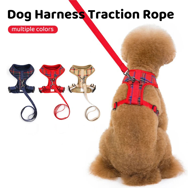Dog Harness & Leash Set — Soft Vest with 47" Leash for Small & Medium Dogs | Lattice, Denim, Velvet & Print Styles