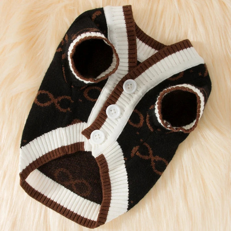 Luxury Dog Clothes for Small Dogs Winter Warm Dog Sweater Chihuahua French Bulldog Clothing Pet Items Knitted Cardigan Sweater Fashioned Furbabies