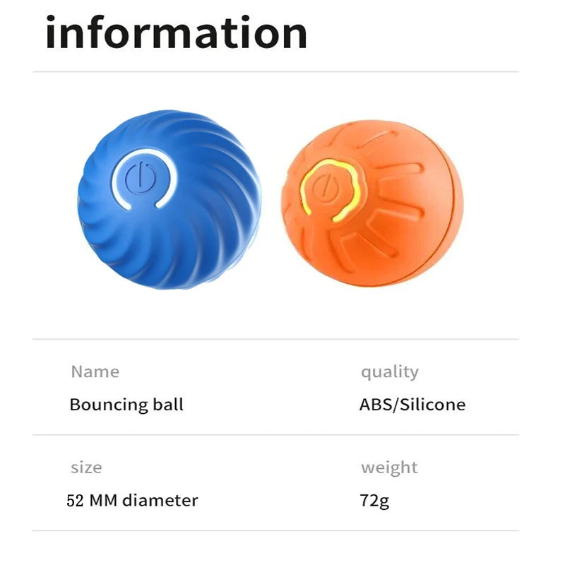 Smart Interactive Bouncing Ball Toy — USB Rechargeable Auto-Moving Ball for SmallDogs & Cats | 3-Hour Playtime | Dual Mode￼ (please observe pets when playing with this toy)