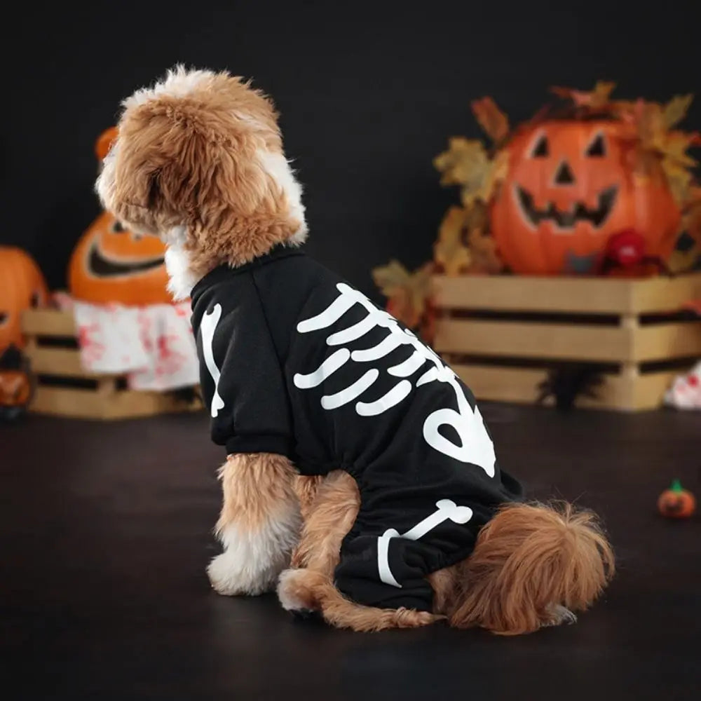 Halloween Glow Skeleton Pet Costume | Luminous Hoodie Jumpsuit for Dogs & Cats S–XL