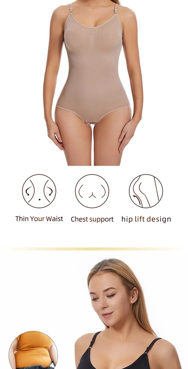 Seamless Full-Body Shapewear Bodysuit – Tummy Control & Curve Sculptin