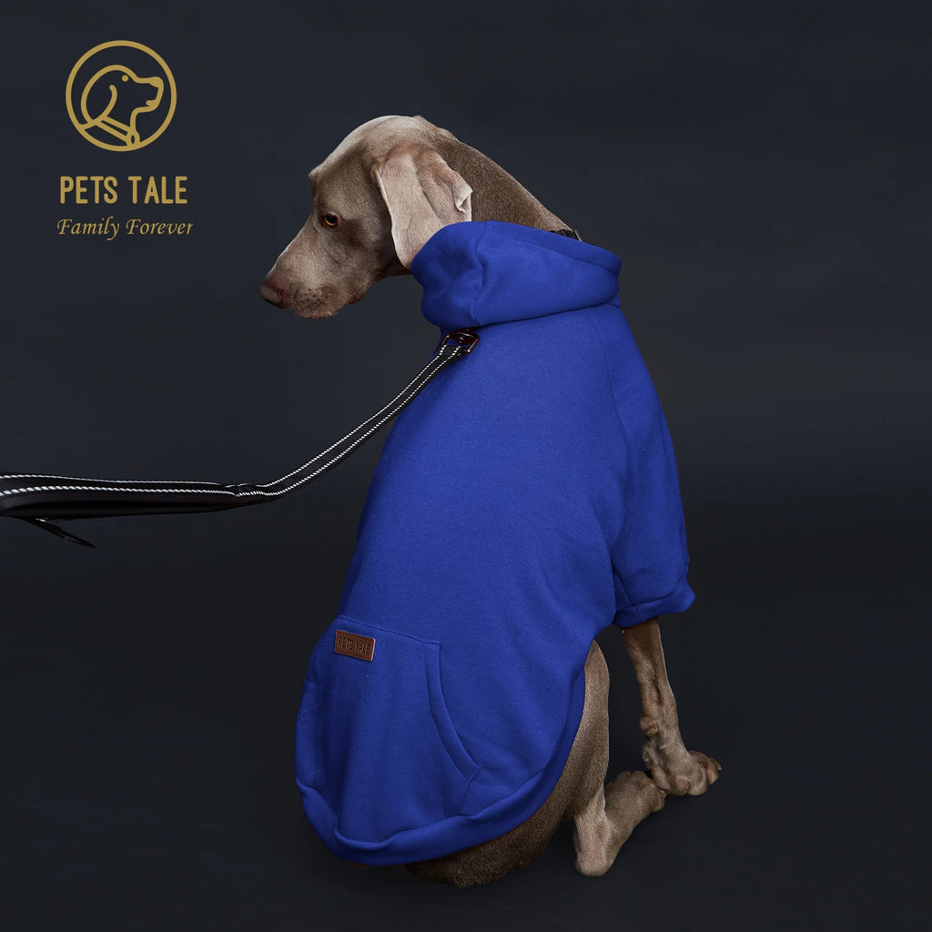 Dog Hoodie with Pocket, Leather Patch, Hook and Loop Fastener Collar -