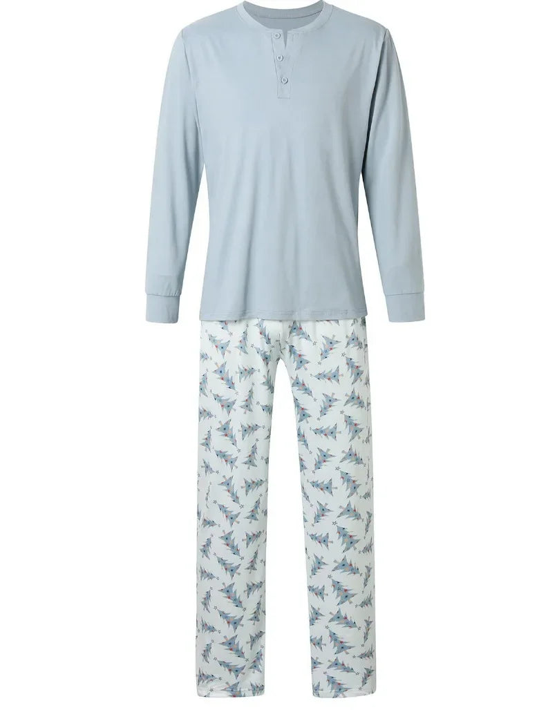 Mom Daughter Dad Son Matching Pajamas Set Christmas Tree Print Long Sleeve T-Shirt+Trousers 2 Pcs Suit Homewear Xmas Family Look