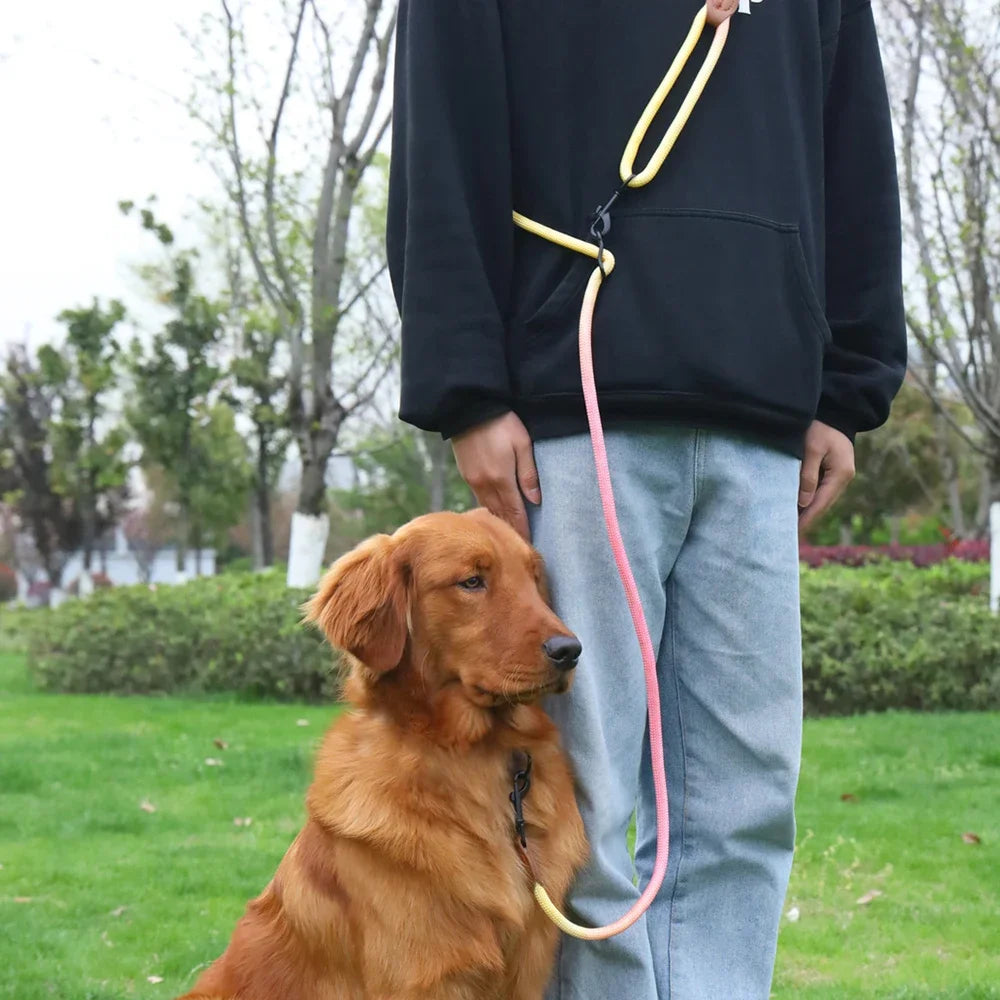 Hands-Free Crossbody Double Dog Leash — Adjustable Nylon Running & Walking Leash | 5 Prints | 92.5"