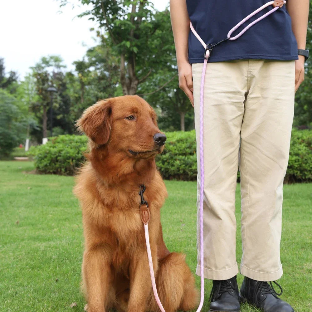 Hands-Free Crossbody Double Dog Leash — Adjustable Nylon Running & Walking Leash | 5 Prints | 92.5"