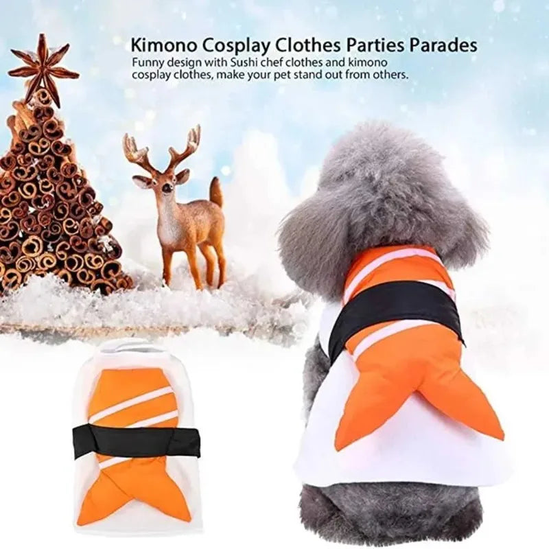 Halloween Sushi Dog Costume | Funny Shrimp Sushi Pet Outfit for Dogs & Cats S–XL