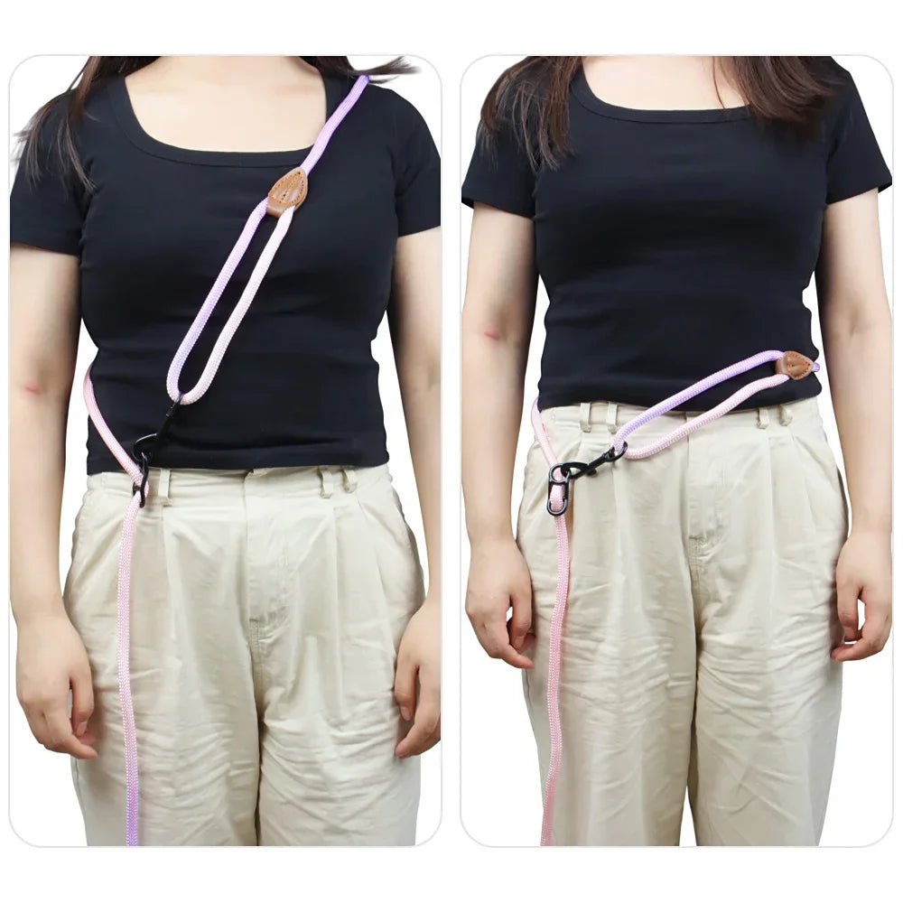 Hands-Free Crossbody Double Dog Leash — Adjustable Nylon Running & Walking Leash | 5 Prints | 92.5"