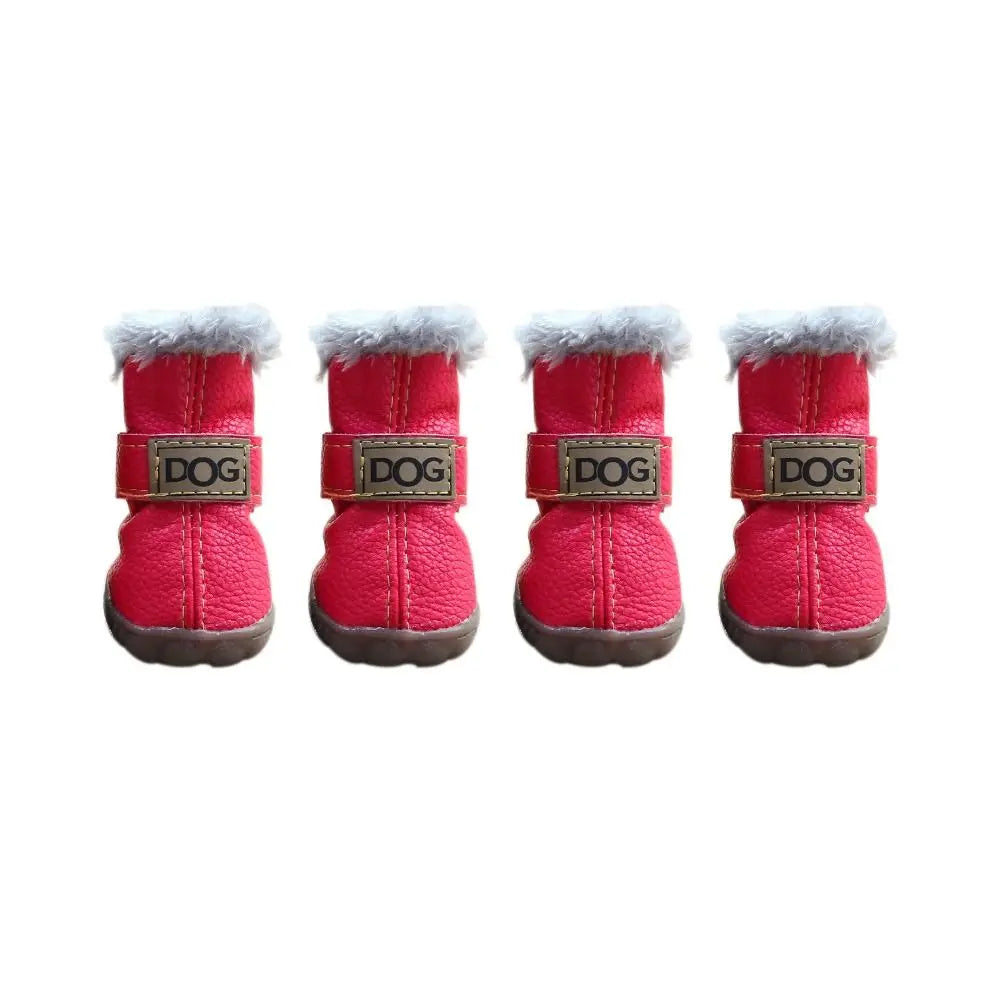 Dog Rainshoes, Snow Boots Waterproof Soft Plush/PU Non Slip for 4Pcs/Set Chihuahua