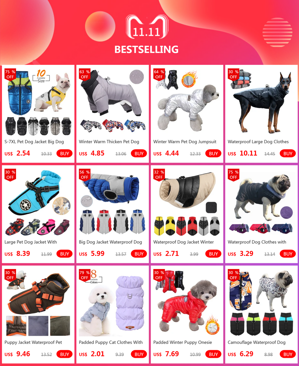 Winter Warm Pet Dog Jumpsuit Waterproof