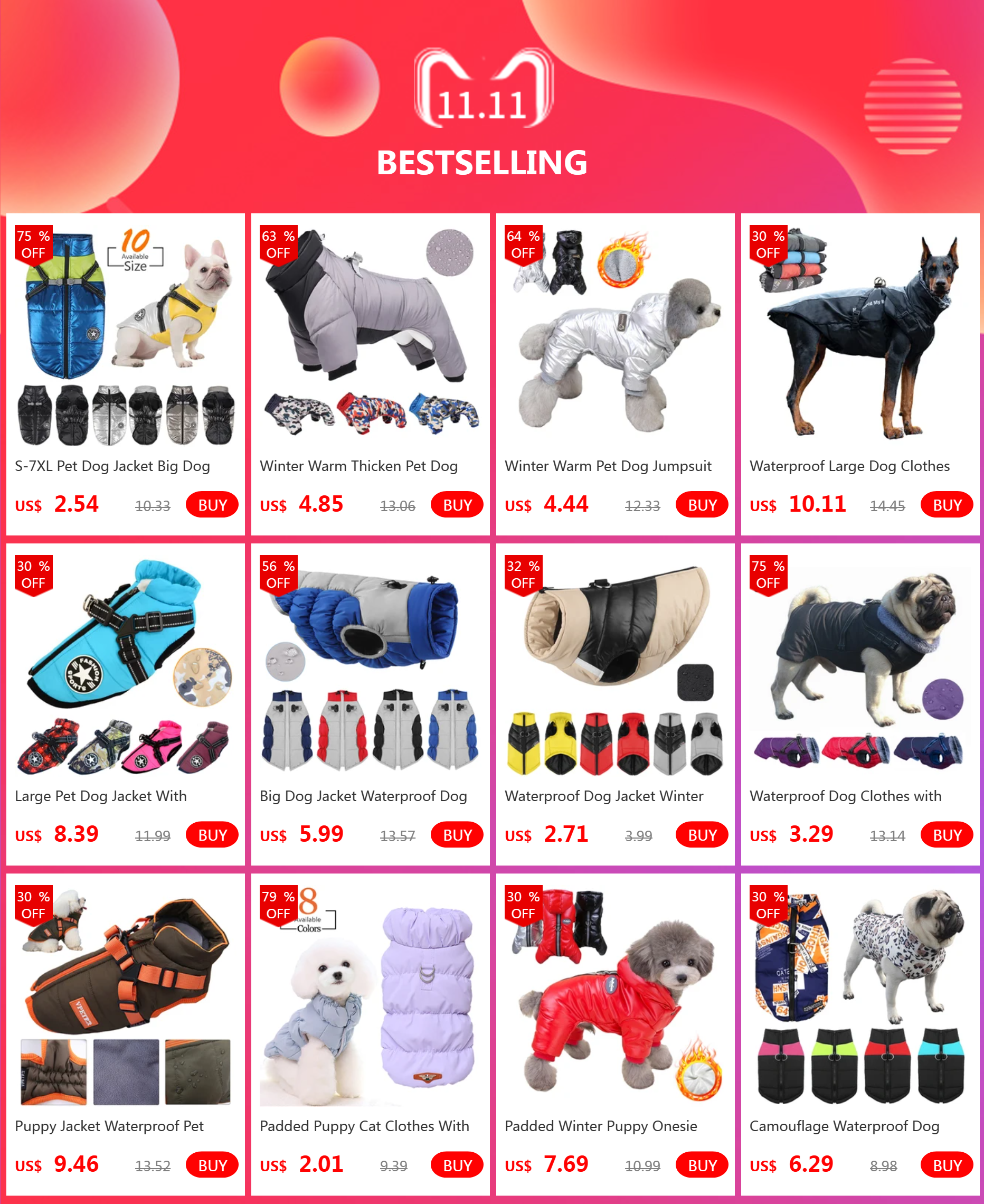 Winter Warm Pet Dog Jumpsuit Waterproof