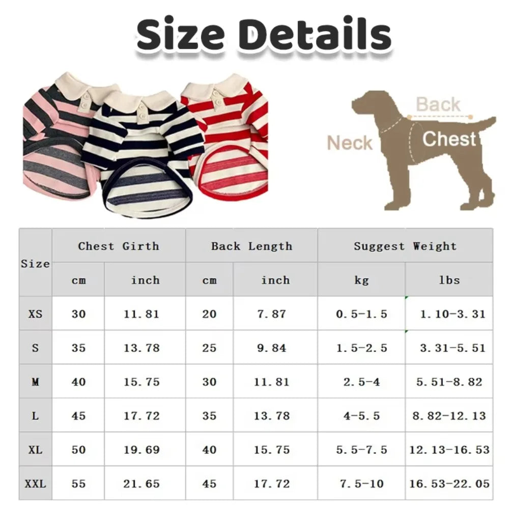 Striped Collared Dog Shirt & Breathable Cooling Vest — Soft Polyester T-Shirt for Small Dogs | XS–2XL