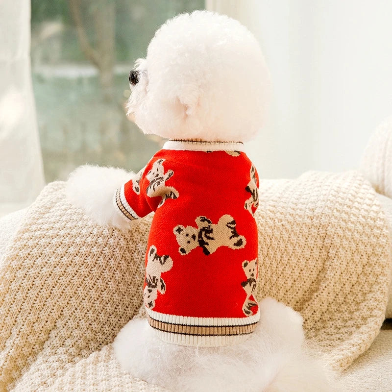 Luxury Dog Clothes for Small Dogs Winter Warm Dog Sweater Chihuahua French Bulldog Clothing Pet Items Knitted Cardigan Sweater Fashioned Furbabies