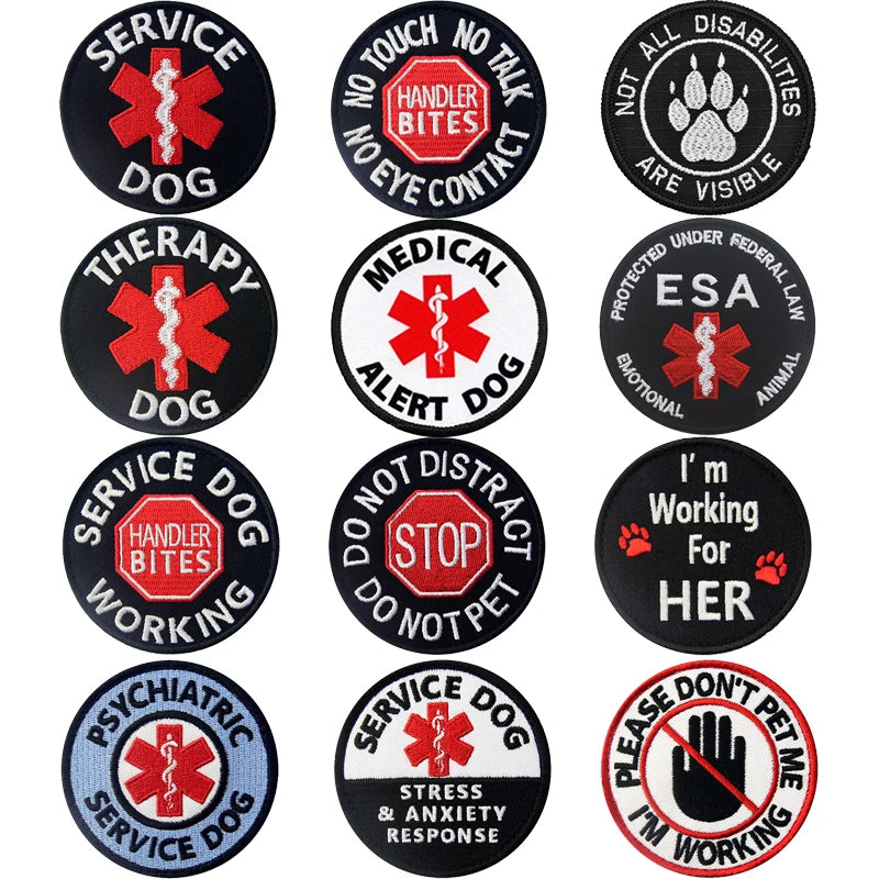 Service Dog Embroidery Patch — Velcro ID Badge for Vests, Harnesses & Tactical Gear | 25 Designs