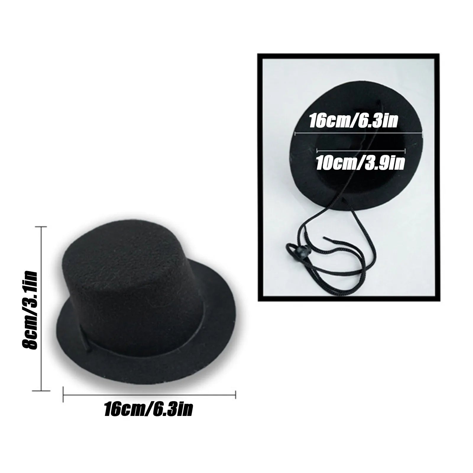 Pet Top Hat | Black Gentleman Formal Hat for Dogs, Cats & Small Animals – Halloween & Parties