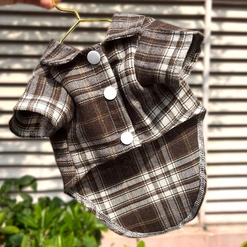 Pet Shirt for Small Large Dogs Classical Plaid Dog Clothes Breathable Puppy Coat Autumn Cat Shirt Fashion Pet Costumes Dog Vest