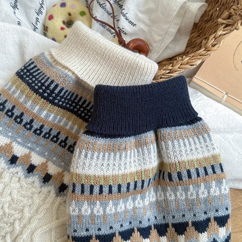 Striped Knit Dog Sweater — Cozy Winter Pullover for Small Dogs & Puppies | XS–XL