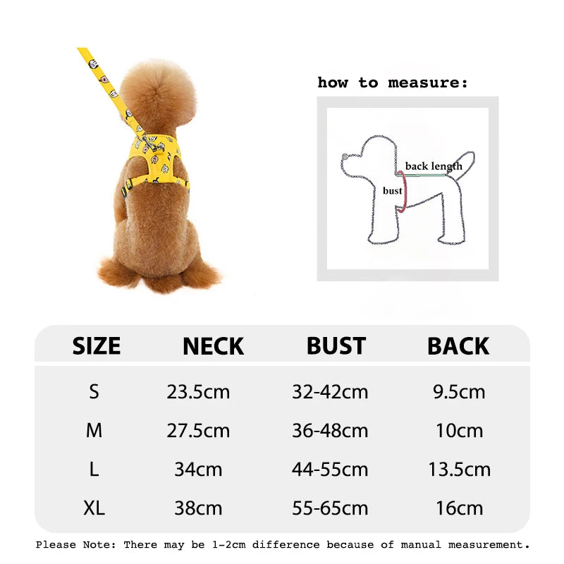Dog Harness & Leash Set — Soft Vest with 47" Leash for Small & Medium Dogs | Lattice, Denim, Velvet & Print Styles