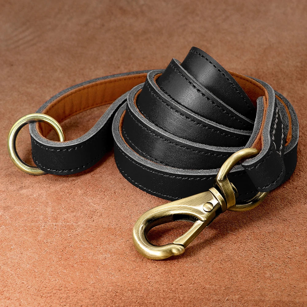Real Leather Dog Leash Durable Medium Large Dog Lead Genuine Leather Walking Pet Leads Leash for Dogs German Shepherd Pitbull Fashioned Furbabies