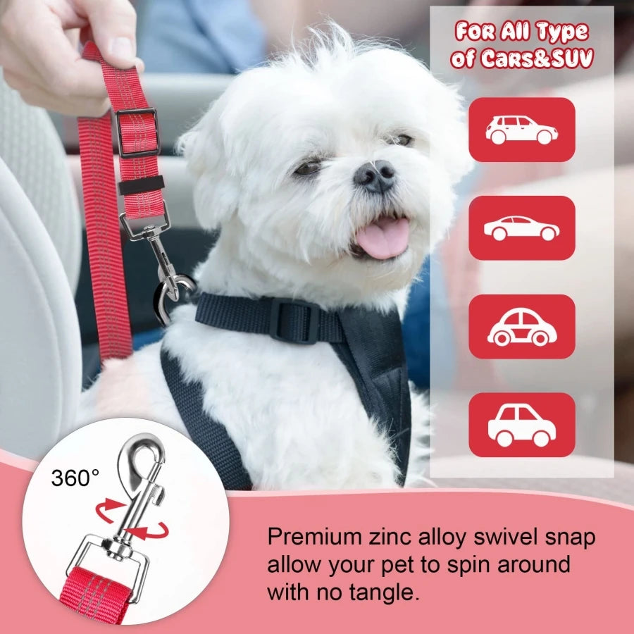 Reflective Elastic Dog Car Seat Belt & Leash