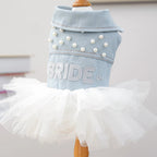 Bride Apparel For Dogs Autumn Denim Coat With Tutu Skirt Pet Dresses For Small Puppy Animal Cat Dachshund Suit Chihuahua Clothes Fashioned Furbabies