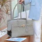 New Luxury PU Leather Pet Carrier Bag Breathable Handbag For Puppy Cat Fashion Dog One-shoulder Bag Portable Pet Travel Handbag Fashioned Furbabies