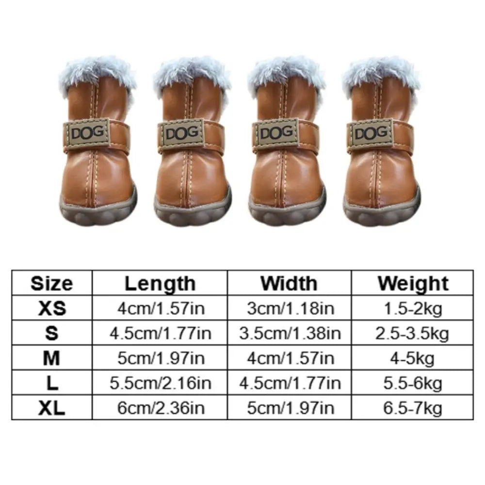 Dog Rainshoes, Snow Boots Waterproof Soft Plush/PU Non Slip for 4Pcs/Set Chihuahua