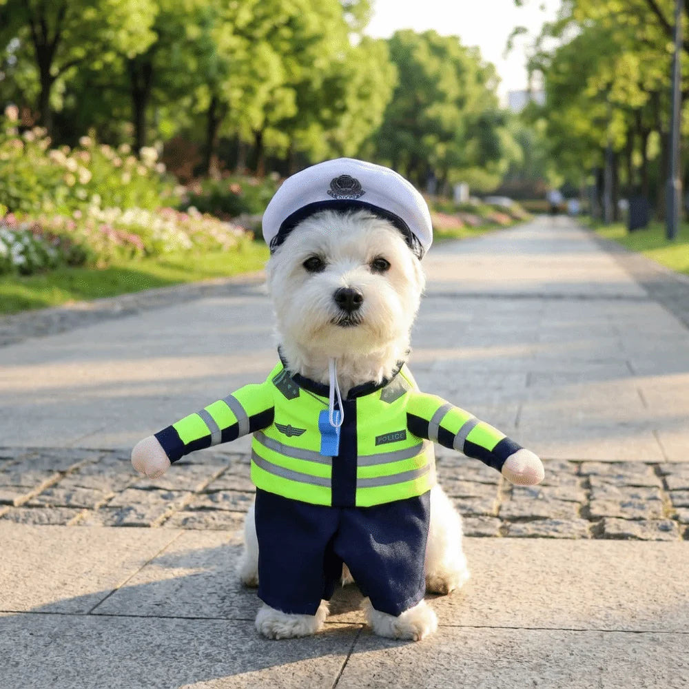 Career Cosplay Dog Jumpsuit | Funny Standing-Style Pet Transformation Costume S–XL