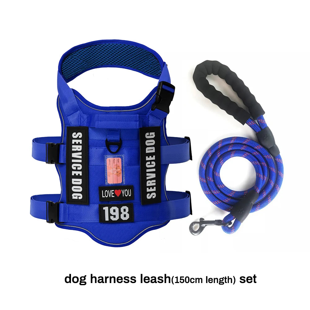 Service Dog Vest & No-Pull Harness with 4 Patches — Reflective, Padded Handle | S, M, L