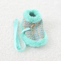 Classic Dog Winter Clothes Dog Harness Outfit For Girls Fragrant Cloak Princess Puppy Cats Chest And Back Traction For Small Dog