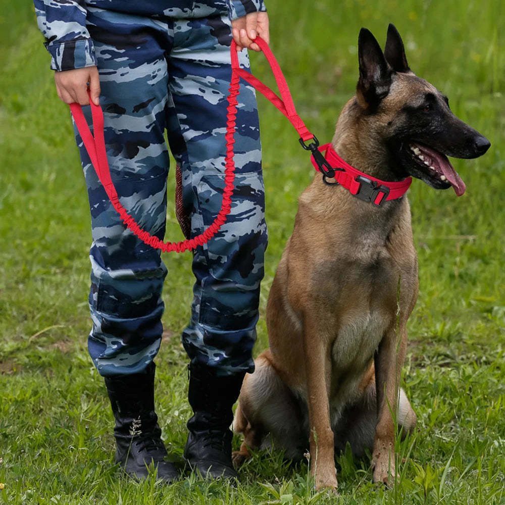 Durable Military Tactical Dog Collar Bungee Leash Set Pet Nylon Walking Training Collar For Medium Large Dogs German Shepard Fashioned Furbabies