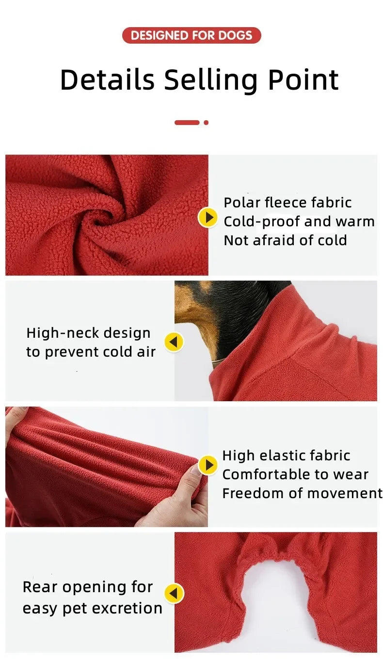 Fleece Winter Dog Pajamas - Four-Legged Elastic Jumpsuit