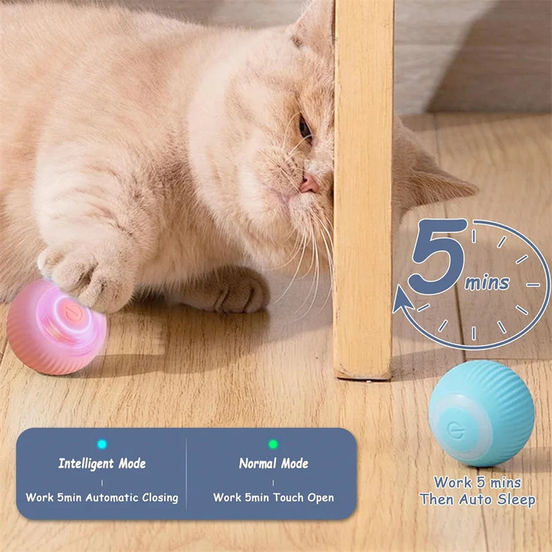 Smart Interactive Bouncing Ball Toy — USB Rechargeable Auto-Moving Ball for SmallDogs & Cats | 3-Hour Playtime | Dual Mode￼ (please observe pets when playing with this toy)