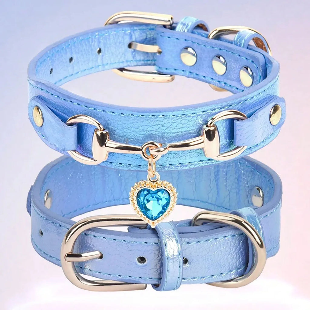Gemstone PU Leather Dog Collar