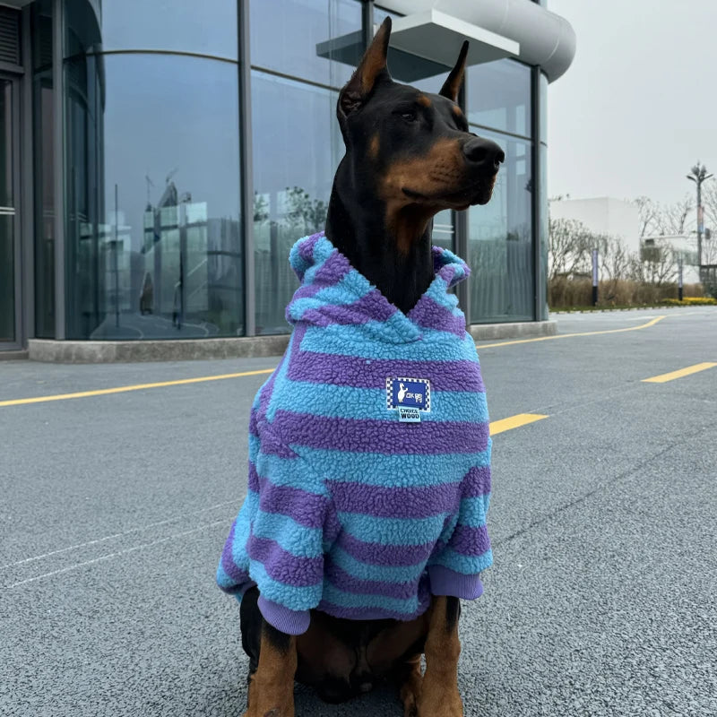 Fashion Dog Hoodies for Large Dogs Warm Striped Big Dog Coat Soft Media Big Dog Clothes Hoodies for Golden Retriever Doberman