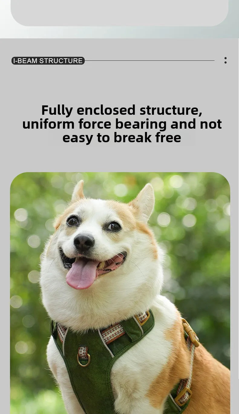 Retro leather pet chest strap, explosion-proof, reflective dog chest and back, breathable and adjustable Fashioned Furbabies