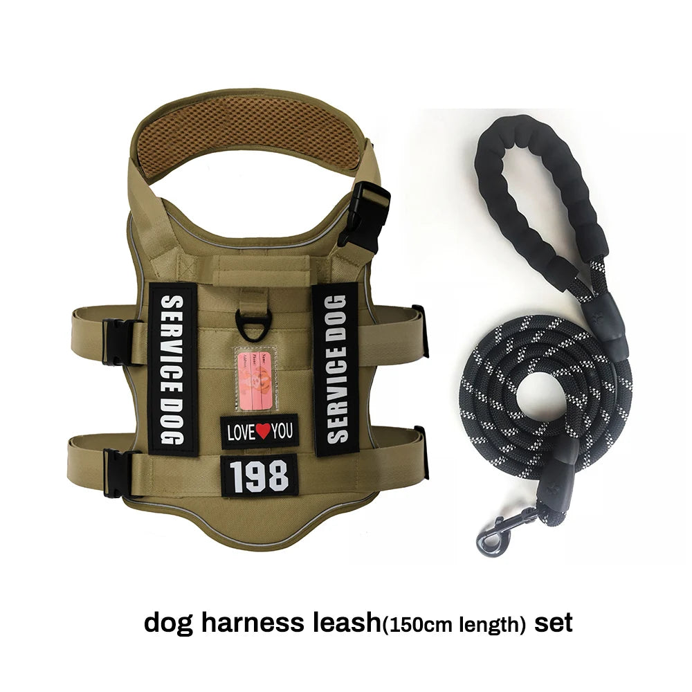 Service Dog Vest & No-Pull Harness with 4 Patches — Reflective, Padded Handle | S, M, L