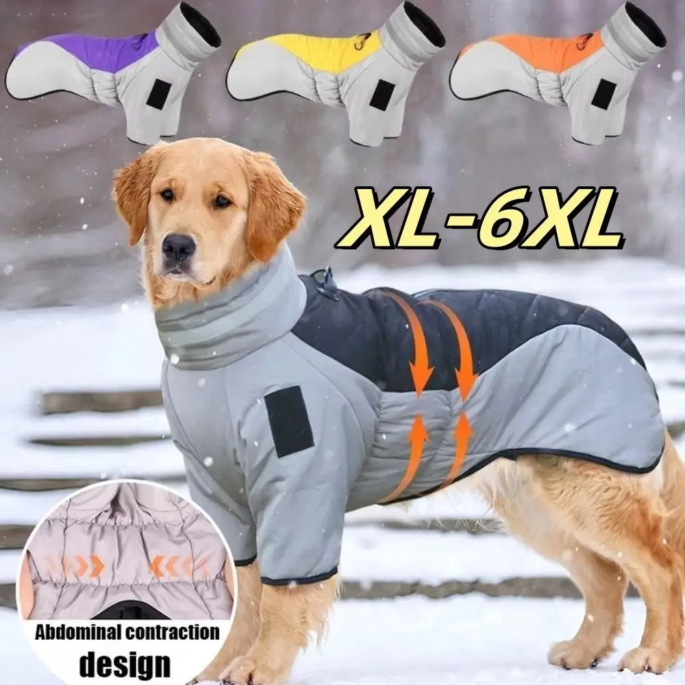 Winter Down Jacket for Large Dogs — Reflective Waterproof High-Collar Coat | XL–6XL