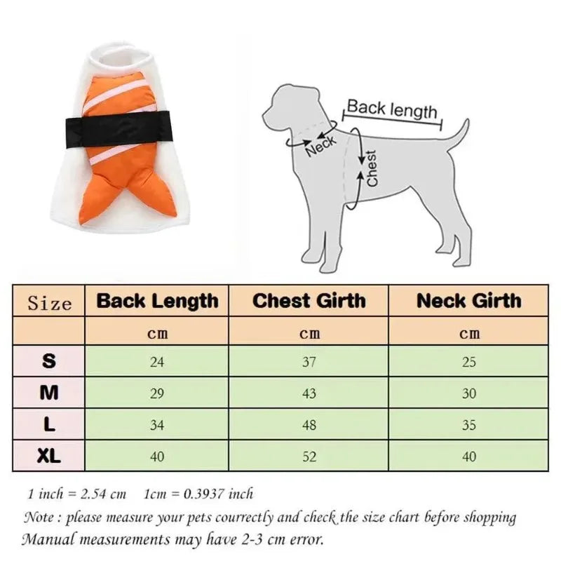 Halloween Sushi Dog Costume | Funny Shrimp Sushi Pet Outfit for Dogs & Cats S–XL