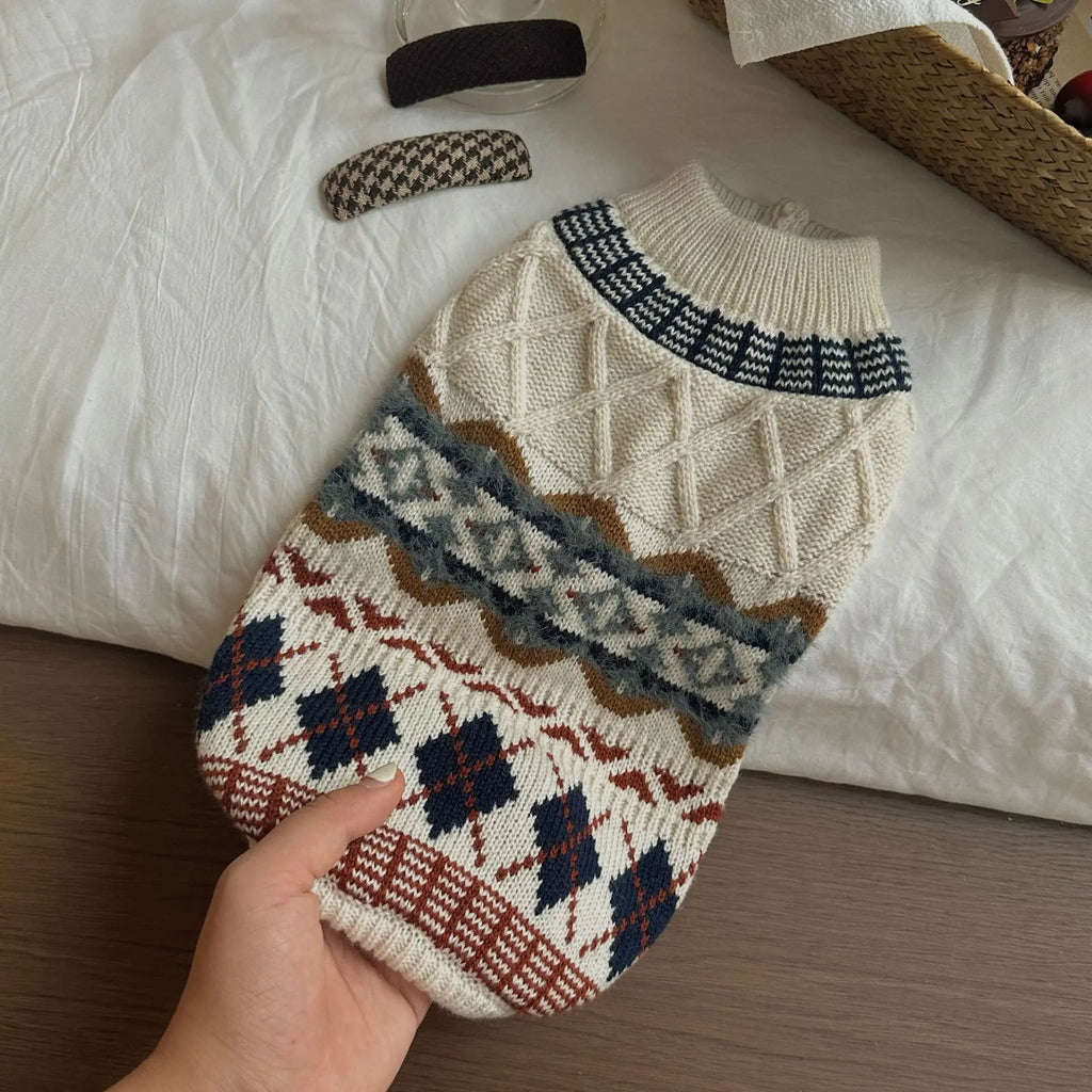 Striped Knit Dog Sweater — Cozy Winter Pullover for Small Dogs & Puppies | XS–XL