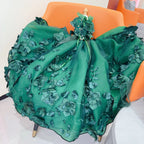 Luxury Blackish Green Pet Dog Clothes Fine Handmade Sequin Beads Flower Decor Long Tail Princess Dresses For Small Medium Dog Fashioned Furbabies