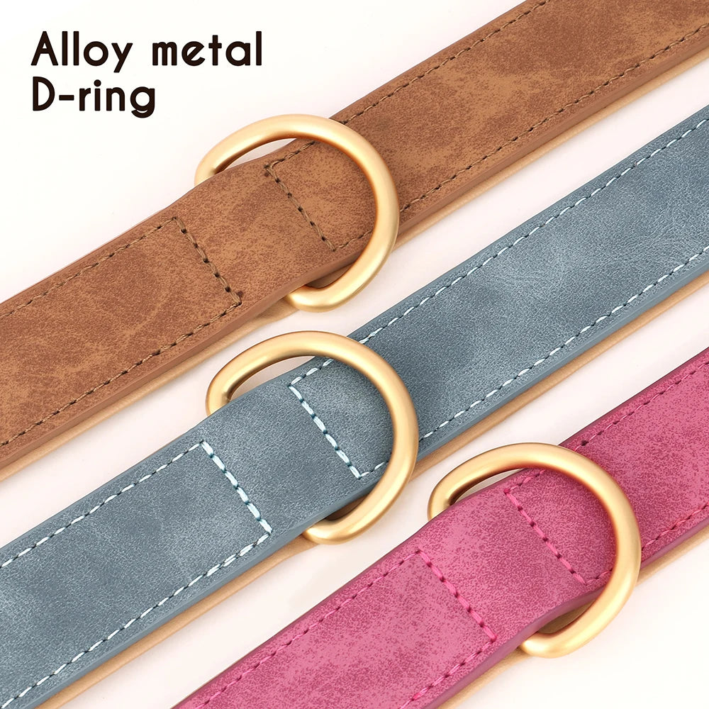 Soft Padded Leather Dog Collar | Adjustable PU Leather | S–XL