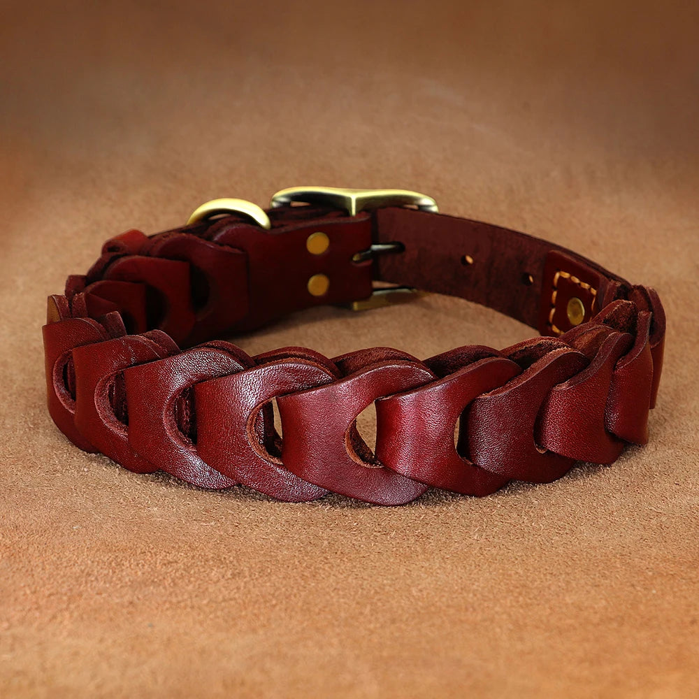 Cow Leather Dog Collar Genuine Leather Big Dog Collars Labrador Pet Collars Accessories for Medium Large Dogs German Shepherd Fashioned Furbabies