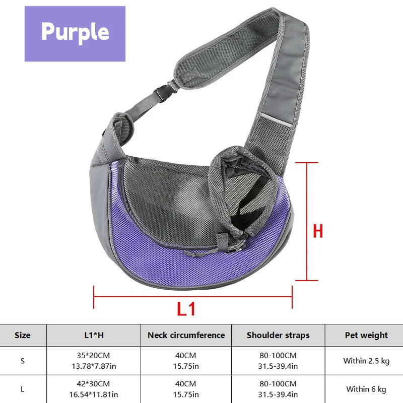 Dog Sling Carrier & Crossbody Bag — Breathable Mesh Pet Backpack for Small Dogs & Cats | Hiking & Travel