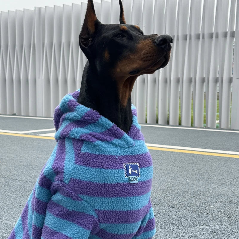 Fashion Dog Hoodies for Large Dogs Warm Striped Big Dog Coat Soft Media Big Dog Clothes Hoodies for Golden Retriever Doberman