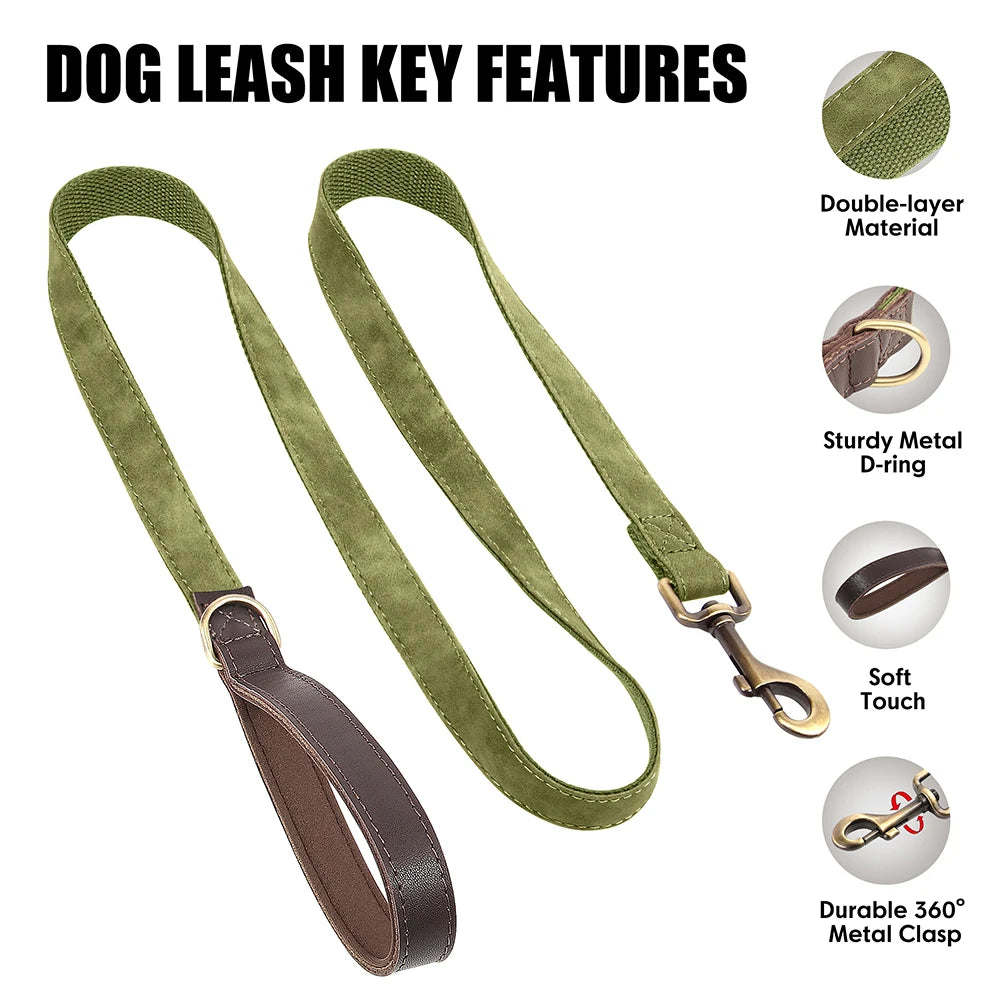 4.5ft Dog Pet Leash Rope 9 Colors PU leather Small Medium Large Dogs Nylon Padded Puppy Leashes Walking Leash Lead Ropes for Dog Fashioned Furbabies