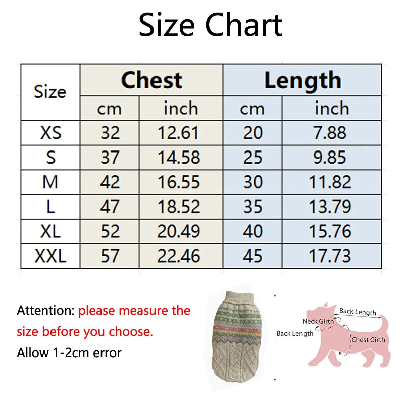 Striped Knit Dog Sweater — Cozy Winter Pullover for Small Dogs & Puppies | XS–XL